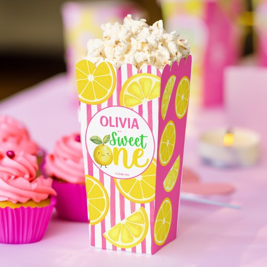 Zoet een roze limonade verjaardagsfeestje popcorn bedankdoosjes