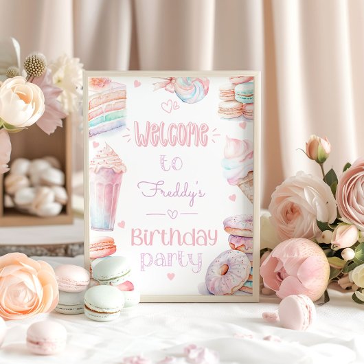 Zoet een verjaardagsfeestje ijs snoep poster