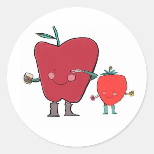 Zoet, eenvoudig en vol persoonlijkheid 🍎🍓 ronde sticker