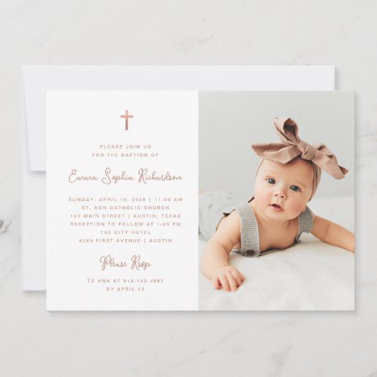 Zoet eenvoudig | Faux Roos Goud met Fotodoop Kaart (Voorkant)