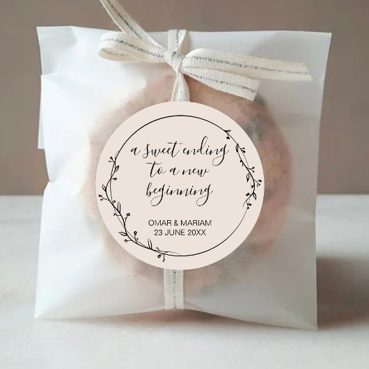 Zoet eindigt op New Beginning Elegant Botanical Ronde Sticker