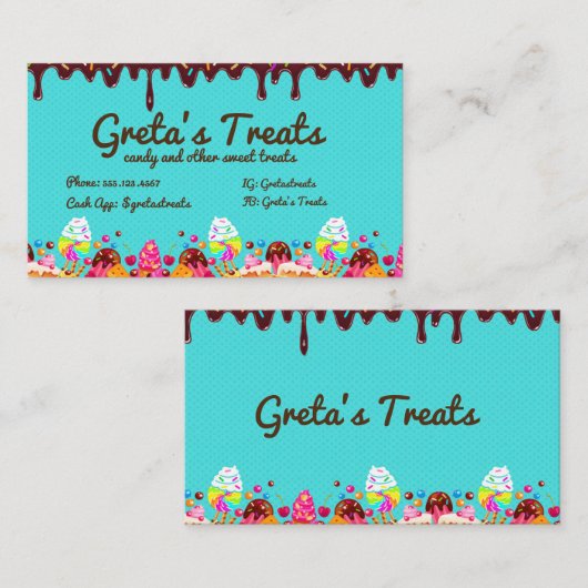 zoet en behandelde Snoep Visitekaartje (Voorkant / Achterkant)