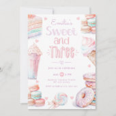 Zoet en Drie snoep snoepjes pastel 3e verjaardag Kaart (Voorkant)