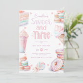 Zoet en Drie snoep snoepjes pastel 3e verjaardag Kaart (Staand voorkant)