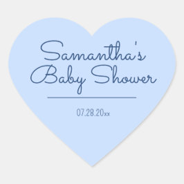 Zoet en Eenvoudig Blauw Baby shower Hart Sticker