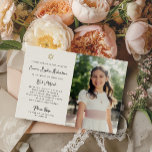 Zoet en eenvoudig | Foto Bat Mitzvah Kaart<br><div class="desc">Deze eenvoudige en stijlvolle,  zwart-wit Joodse Bat Mitzvah uitnodiging beschikt over grillige,   stijl script typografie en een faux gouden Star of David met uw foto. Een elegante,  klassieke minimalistische look die nog steeds uniek en trendy is.</div>