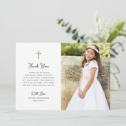 Zoet en eenvoudig | Foto Eerste Heilige Communie Bedankkaart (Staand voorkant)