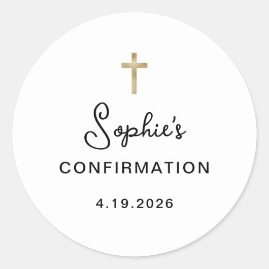 Zoet en eenvoudig | Gold Cross-bevestiging Ronde Sticker (Voorkant)
