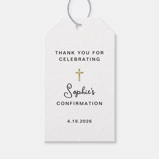 Zoet en Eenvoudig | Gouden Kruis Bevestiging Cadeaulabel (Voorkant)