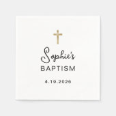 Zoet en eenvoudig | Gouden Kruis doop Servet (Voorkant)