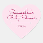 Zoet en Eenvoudig Roze Baby shower Hart Sticker (Voorkant)