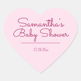 Zoet en Eenvoudig Roze Baby shower Hart Sticker