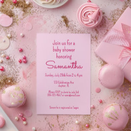 Zoet en Eenvoudig Roze Baby shower Invitation Kaart