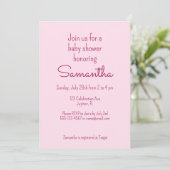 Zoet en Eenvoudig Roze Baby shower Invitation Kaart (Staand voorkant)
