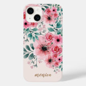 Zoet en Elegant Monogram Aquarel Bloemen Case-Mate iPhone Case (Achterkant)