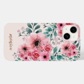 Zoet en Elegant Monogram Aquarel Bloemen Case-Mate iPhone Case (Achterkant (horizontaal))