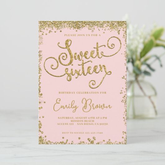 zoet en goudzoet 16 uitnodiging (Staand voorkant)