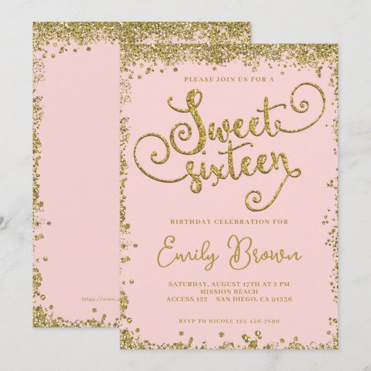 zoet en goudzoet 16 uitnodiging (Voorkant / Achterkant)