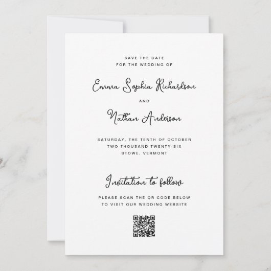 Zoet en grillig | Foto en QR-code Save The Date (Achterkant)