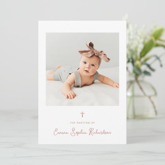 Zoet en grillig | Foto en Roos Gouden Doop Kaart (Staand voorkant)