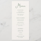 Zoet en grillig | Ivoor en Sage Groene Bruiloft Menu (Voorkant)