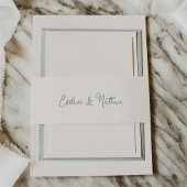 Zoet en grillig ivoor en salie groen | Bruiloft Uitnodigingen Wikkel