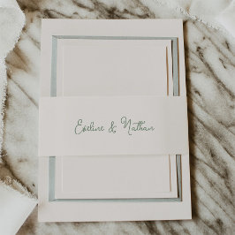 Zoet en grillig ivoor en salie groen | Bruiloft Uitnodigingen Wikkel