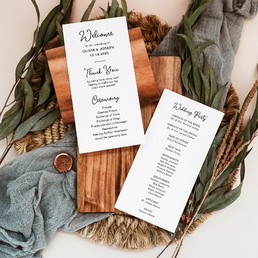 Zoet en grillig zwart en wit | Bruiloft Programmakaart