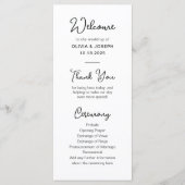 Zoet en grillig zwart en wit | Bruiloft Programmakaart (Voorkant)