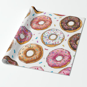 Zoet en kleurrijk donut patroon cadeaupapier
