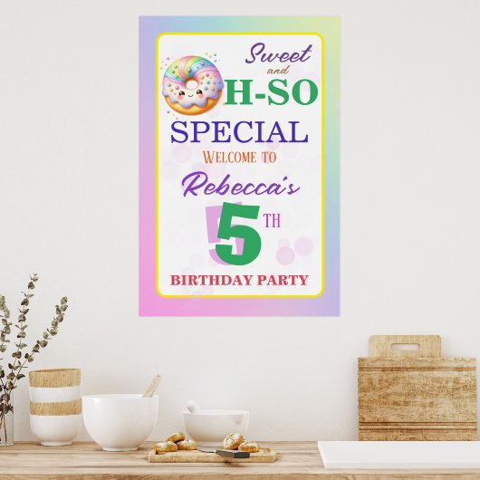 Zoet en Oh-zo speciale verjaardag donut Poster (Keuken)