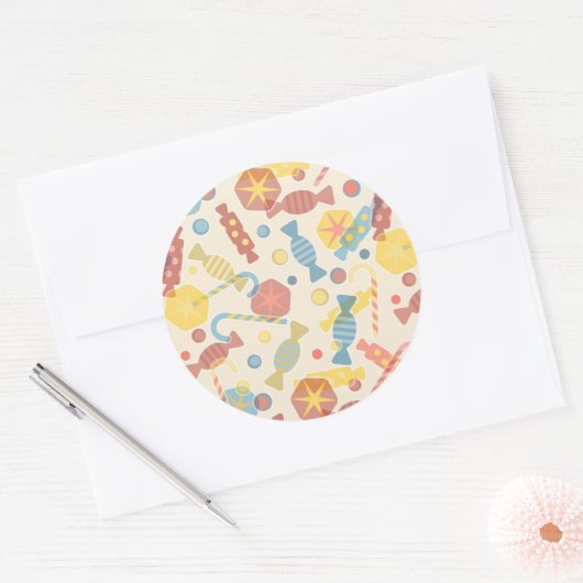 zoet en Snoep Ronde Sticker (Envelop)