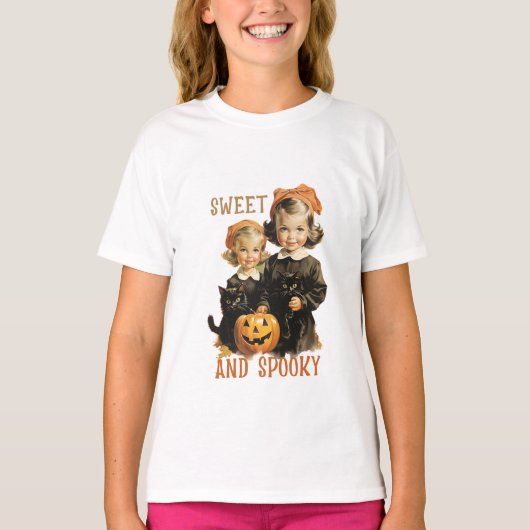 Zoet en spookachtig Halloween T-shirt (Voorkant)