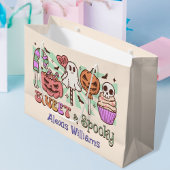 Zoet en spookachtig, trick or treat crème wit groot cadeauzakje