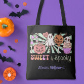 Zoet en spookachtig, trick or treat Zwart Tote Bag