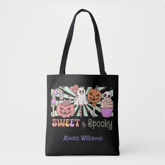 Zoet en spookachtig, trick or treat Zwart Tote Bag (Voorkant)