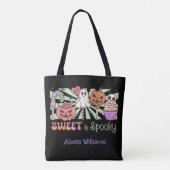 Zoet en spookachtig, trick or treat Zwart Tote Bag (Achterkant)
