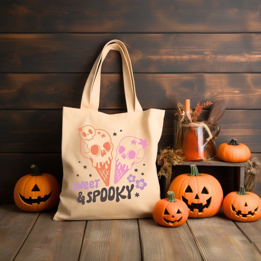 Zoet en Spooky Retro Groovy Halloween Tote Bag