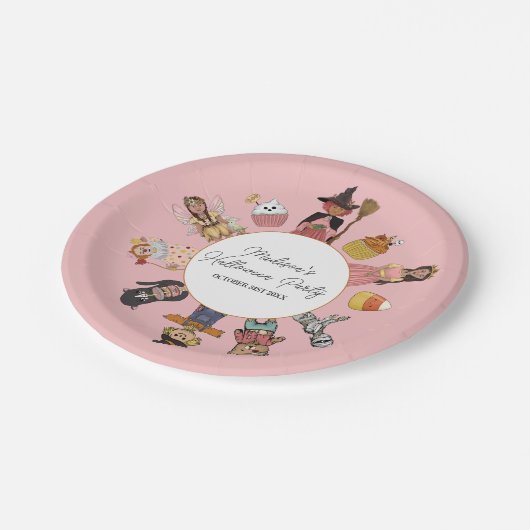 Zoet en Spooky Roze Halloween Kostuum Party Papieren Bordje (Gekanteld)