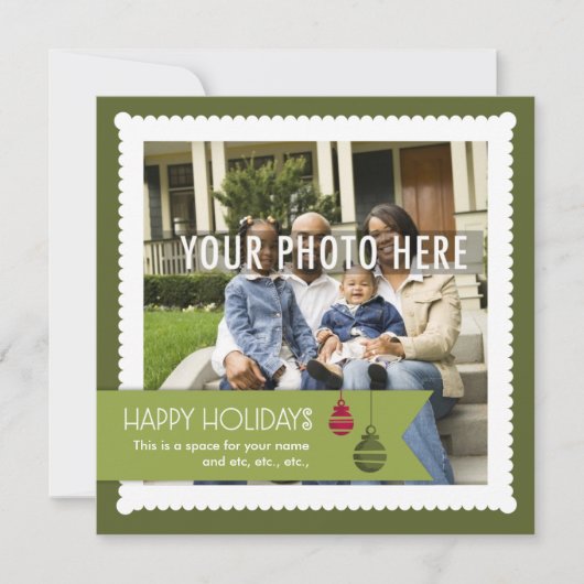 Zoet en vierkant: Aangepaste Photo Holiday Card 2 Feestdagenkaart (Voorkant)