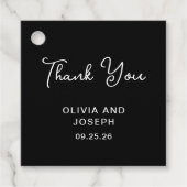 Zoet en Whimsical Zwart | Bruiloft dank u Bedankjes Labels (Voorkant)