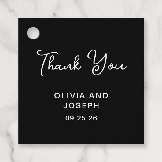 Zoet en Whimsical Zwart | Bruiloft dank u Bedankjes Labels (Voorkant)