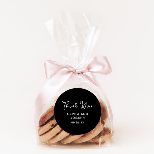 Zoet en Whimsical Zwart   Bruiloft dank u Ronde Sticker