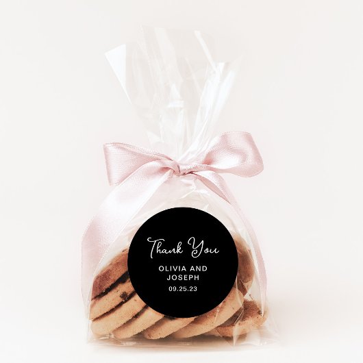 Zoet en Whimsical Zwart | Bruiloft dank u Ronde Sticker