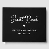 Zoet en Whimsical Zwart | Bruiloft Gastenboek (Voorkant)