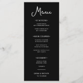 Zoet en Whimsical Zwart | Bruiloft Menu (Voorkant)