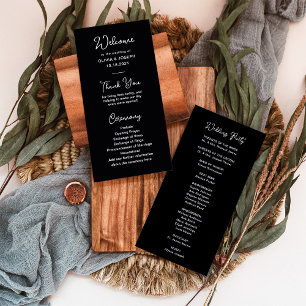 Zoet en Whimsical Zwart   Bruiloft Programmakaart