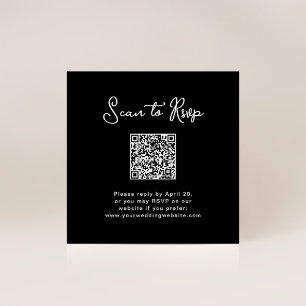 Zoet en Whimsical Zwart   RSVP met QR-code Informatiekaartje