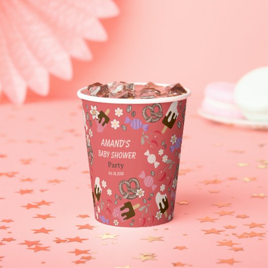 Zoet en zout Baby shower Rood Papieren Bekers (Insitu)