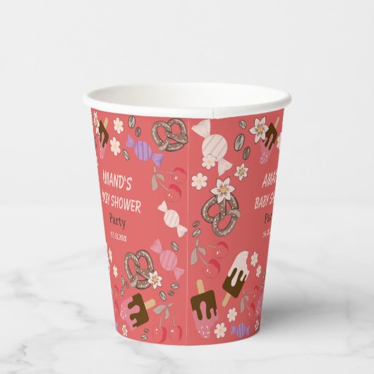 Zoet en zout Baby shower Rood Papieren Bekers (Rechts)